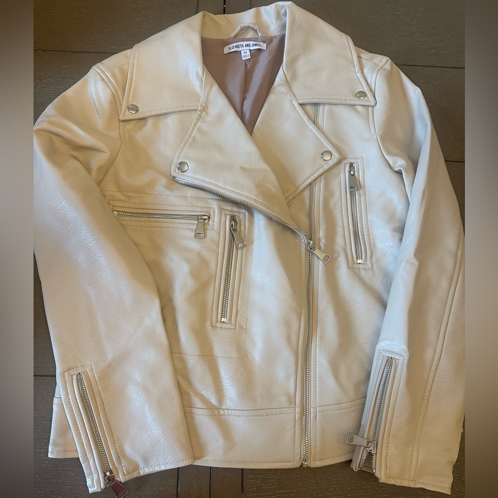 Elizabeth and James Off-White Vegan Leather Jacket